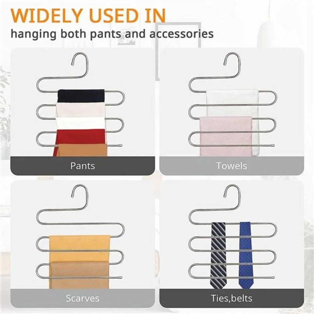 3-Pieces S-Type Stainless Steel Clothes Pants Hangers